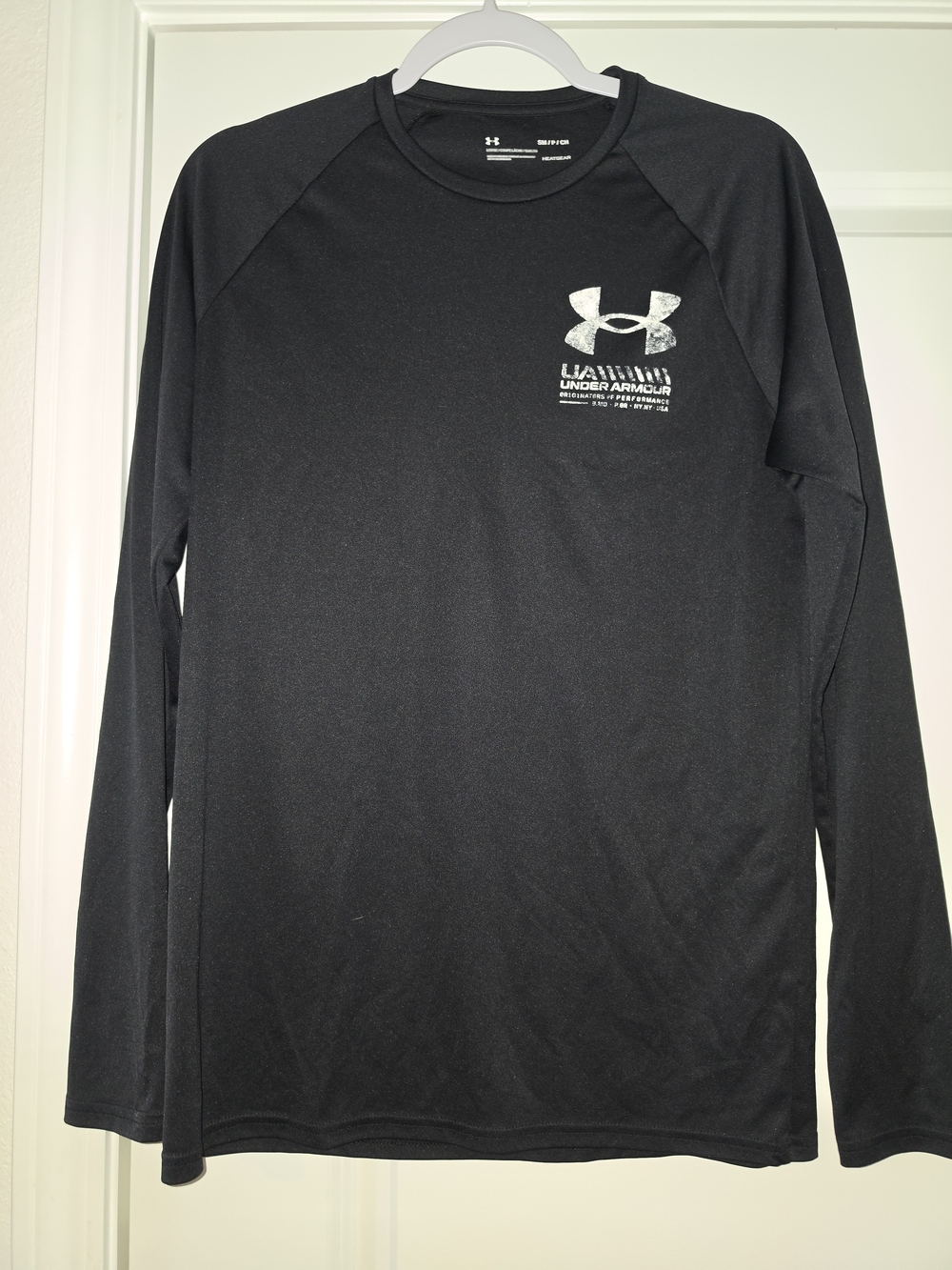 Under Armour Black Long Sleeve Performance Top with White Logo